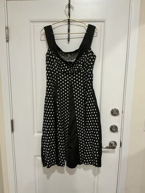 Black and White Polka Dot Fit-and-Flare Dress